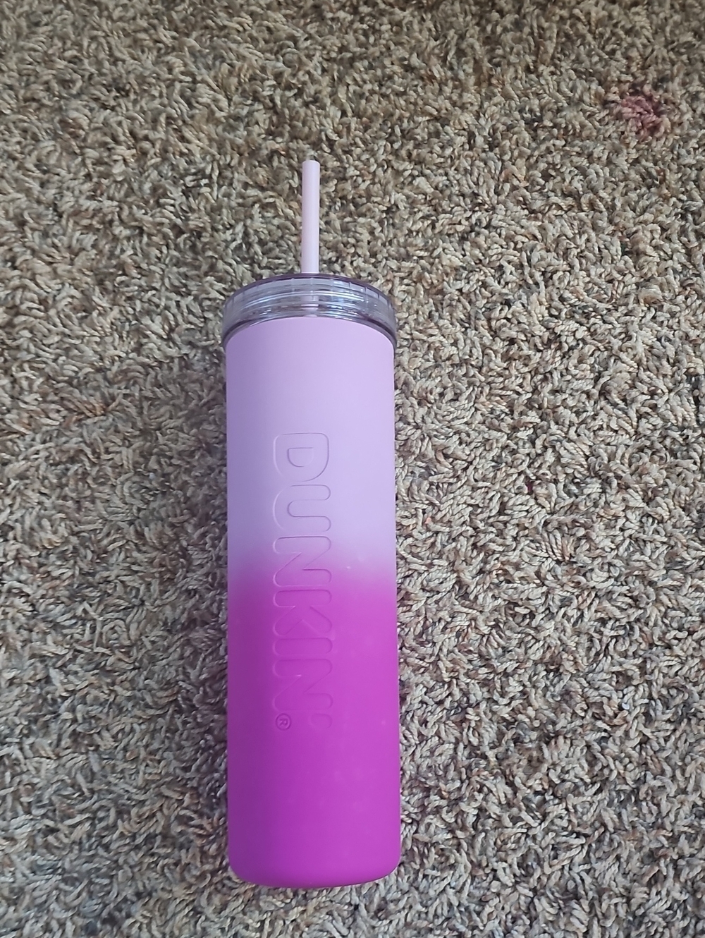 Dunkin Pink Ombre Stainless Tumbler with Straw - Pink